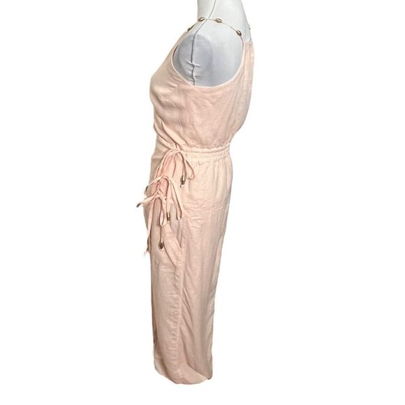Vix Paula Hermanny Zoey Linen Midi Dress Nude Tan Wrap Style Women’s Size XS - Picture 5 of 16